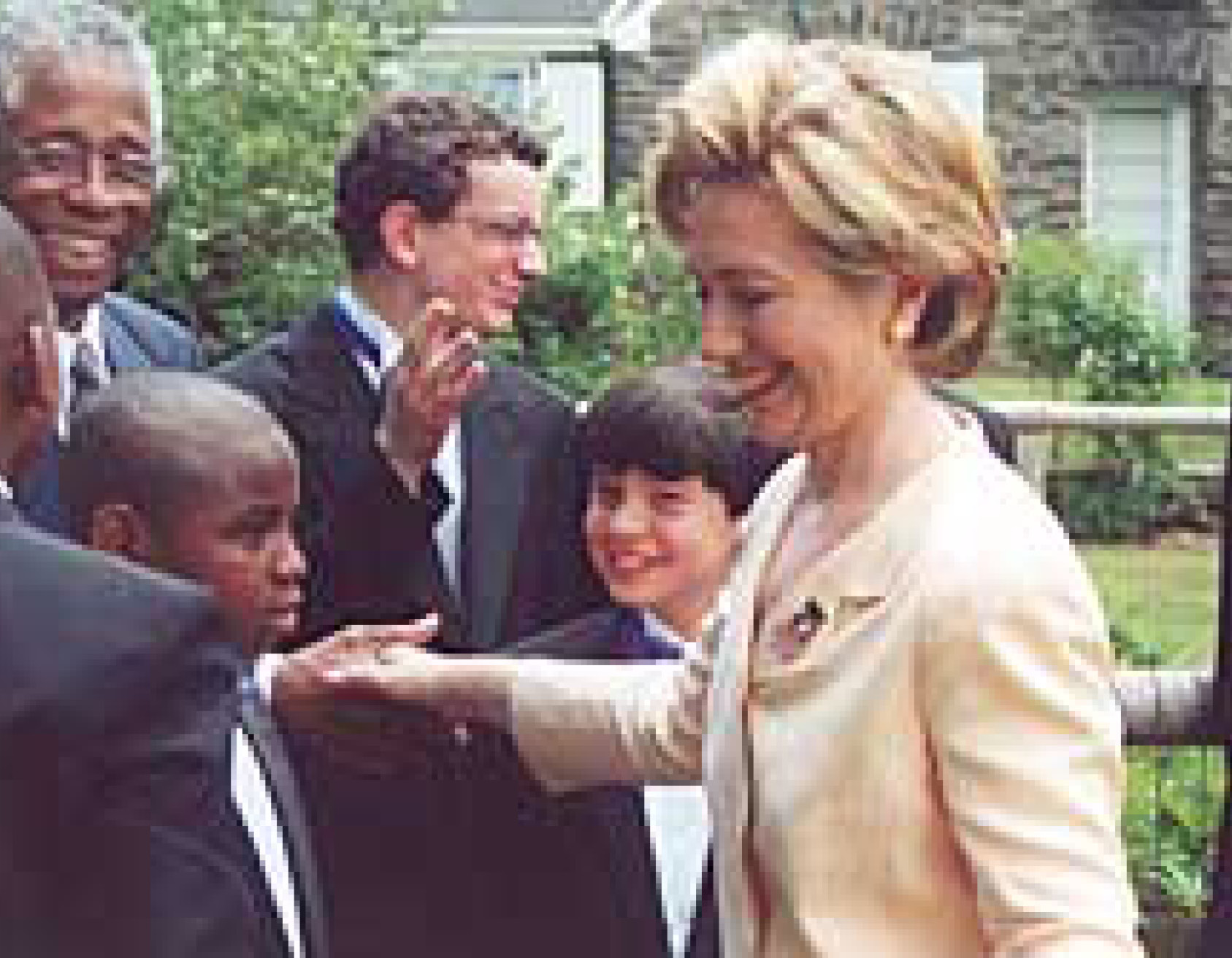 Senator Hillary Rodham Clinton with members of the Poughkeepsie Boys Choir